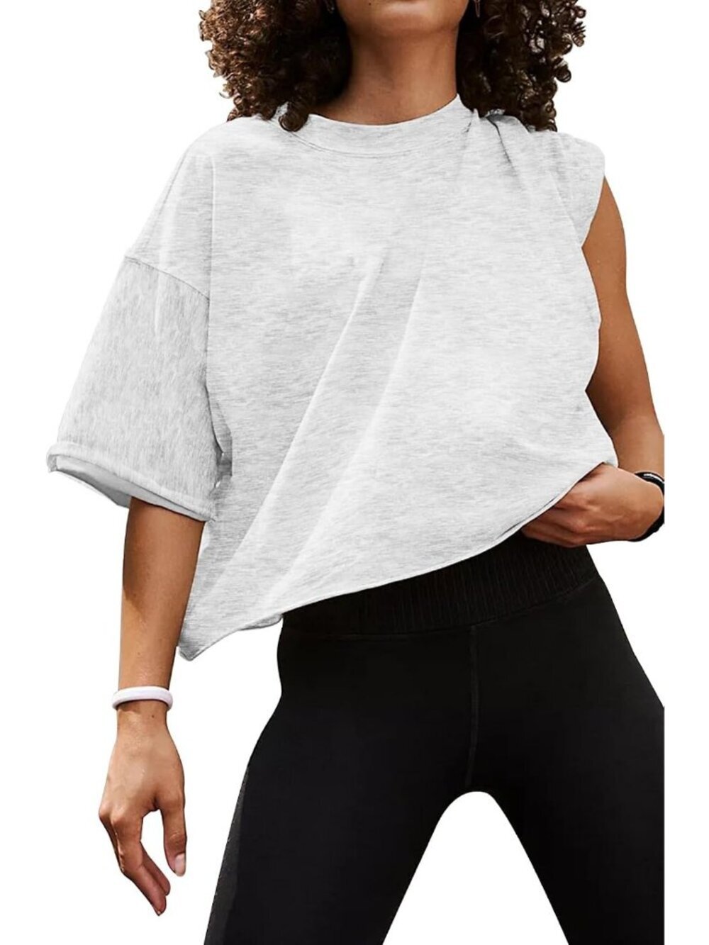 Women's Baby Blue Crew Neck Short Sleeve Crop Tops Casual Basic Tees Shirts